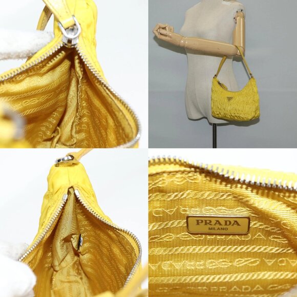 PRADA Accessory Pouch Nylon Yellow Silver Auth 127600V - Picture 15 of 16